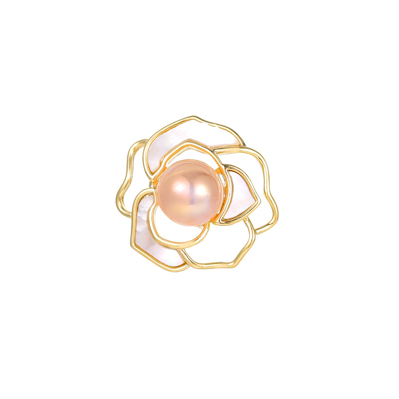Camellia Openwork Shell Open Ring