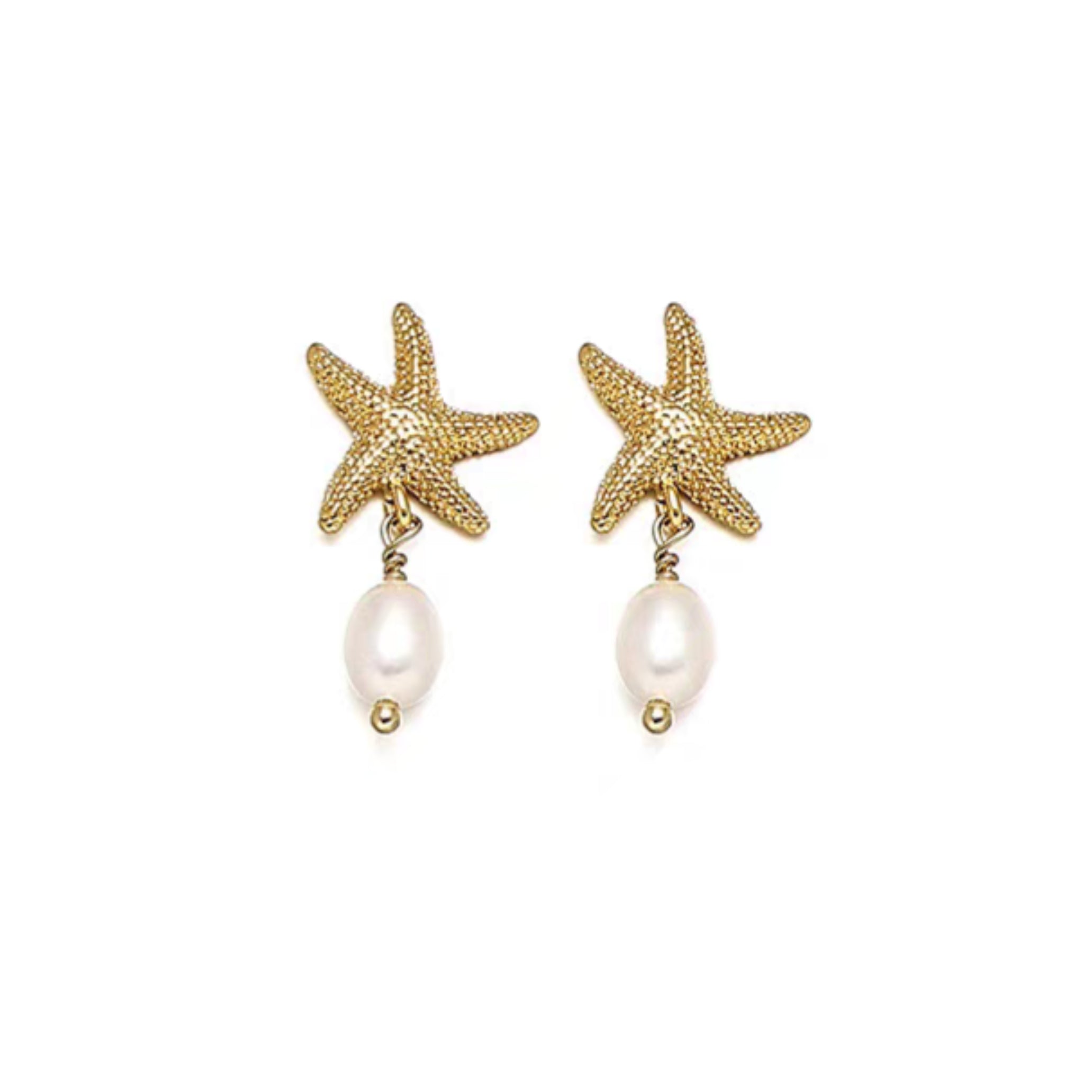 Starfish Pearl Drop Earrings