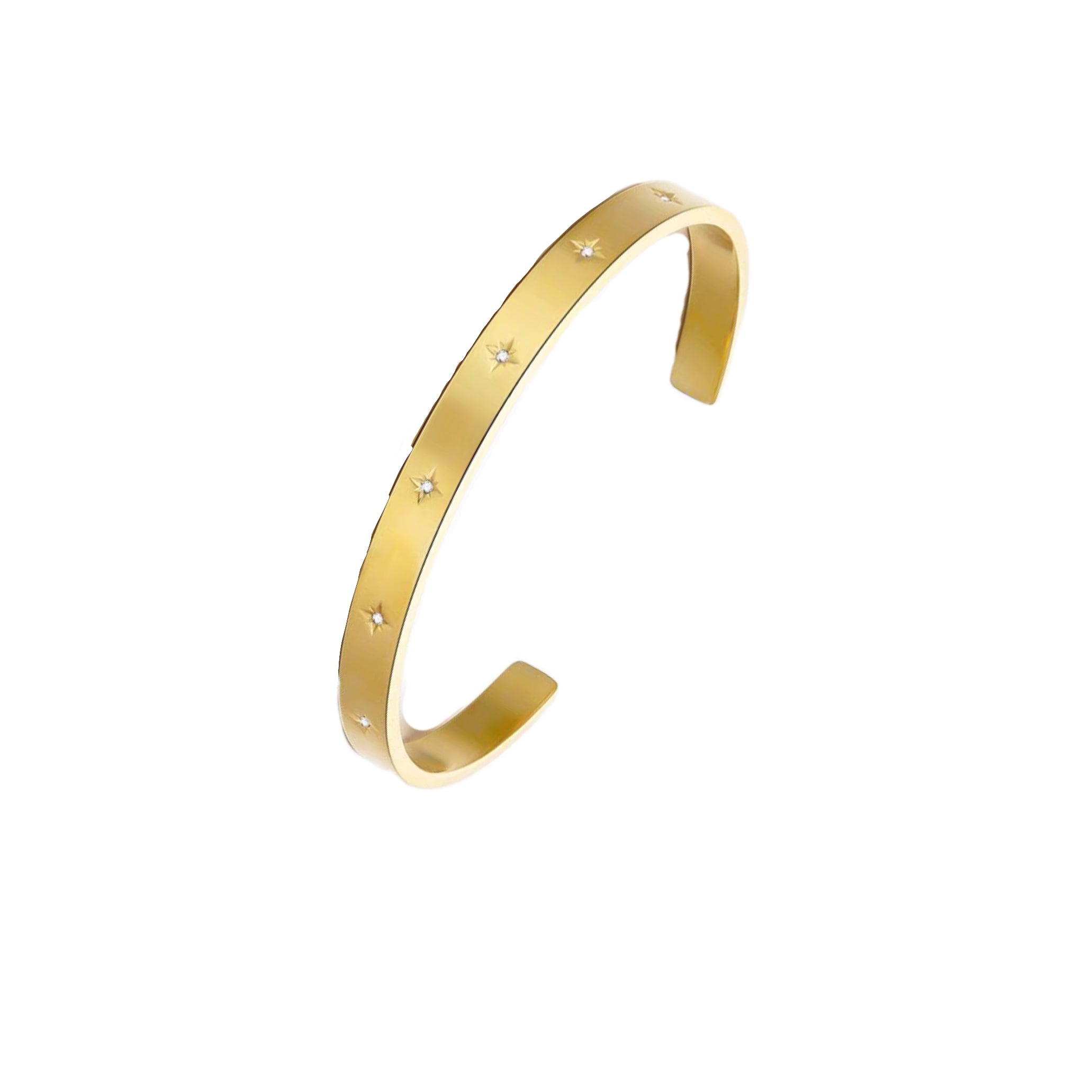 Stellar Gleam 18K Gold Zirconia Open Cuff Bracelet
