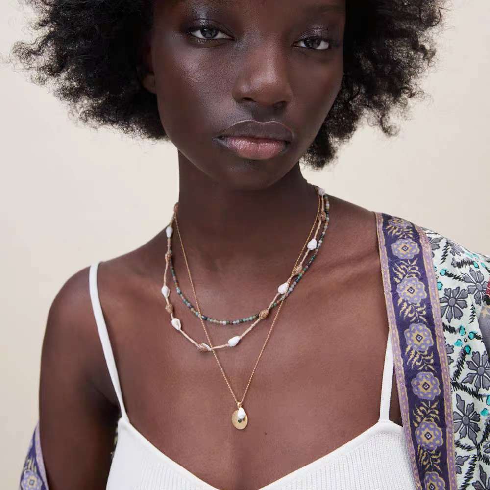 Bohemian Multilayered Conch Bead Clavicle Chain