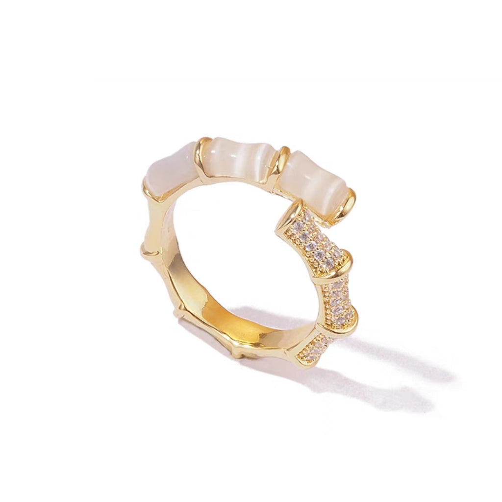 18K Golden Bamboo Adjustable Ring