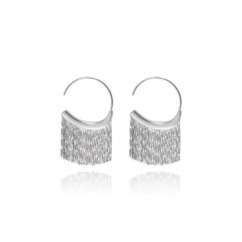 Silver Tinsel Tassel Earrings - Christmas Edition