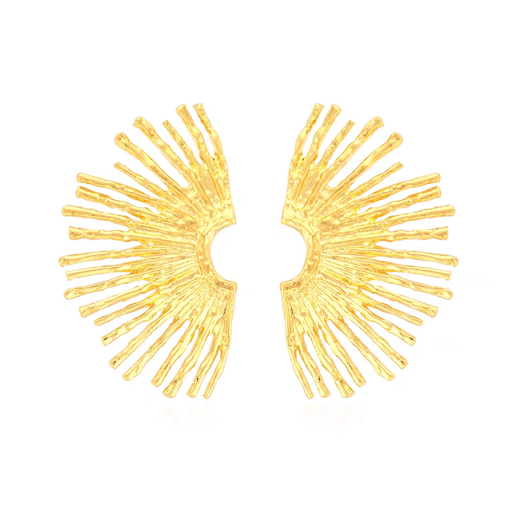 Radiant Christmas Gold Fan Earrings