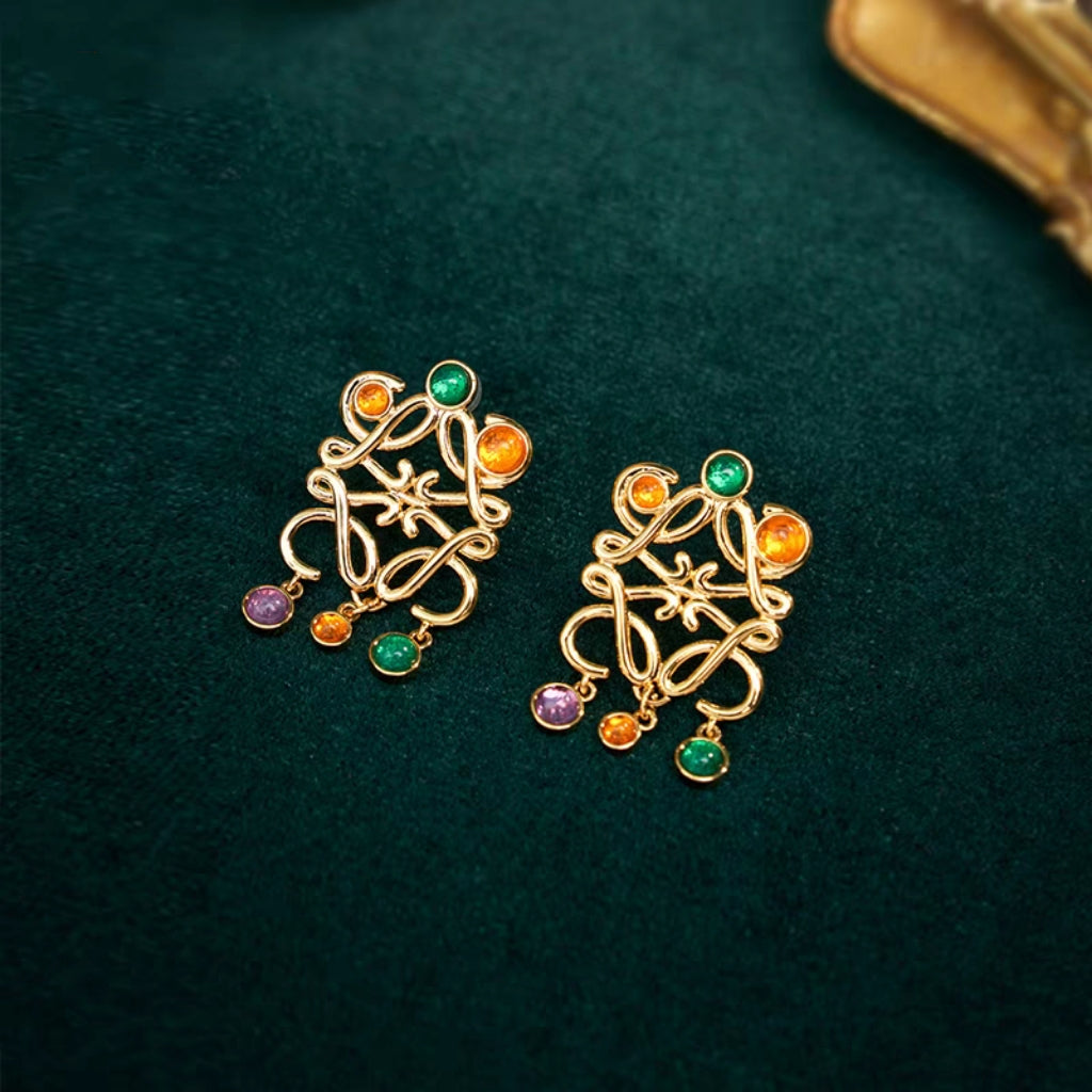 Christmas Vintage Gemstone Cluster Earrings