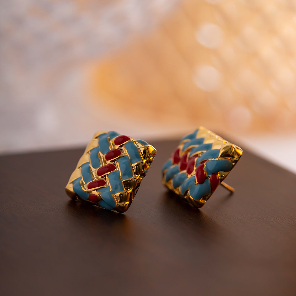 Retro Luxe Gold & Enamel Statement Earrings