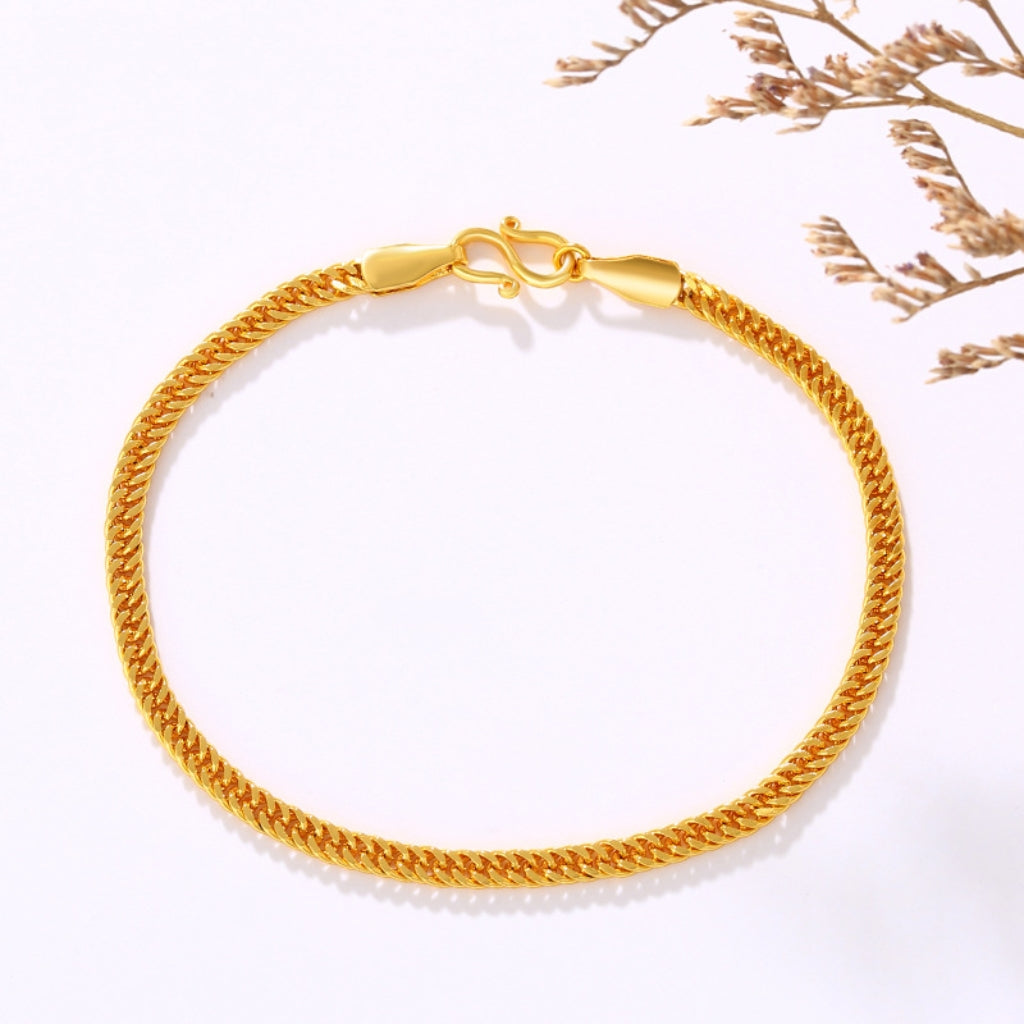 Golden Finesse 18K Herringbone Bracelet