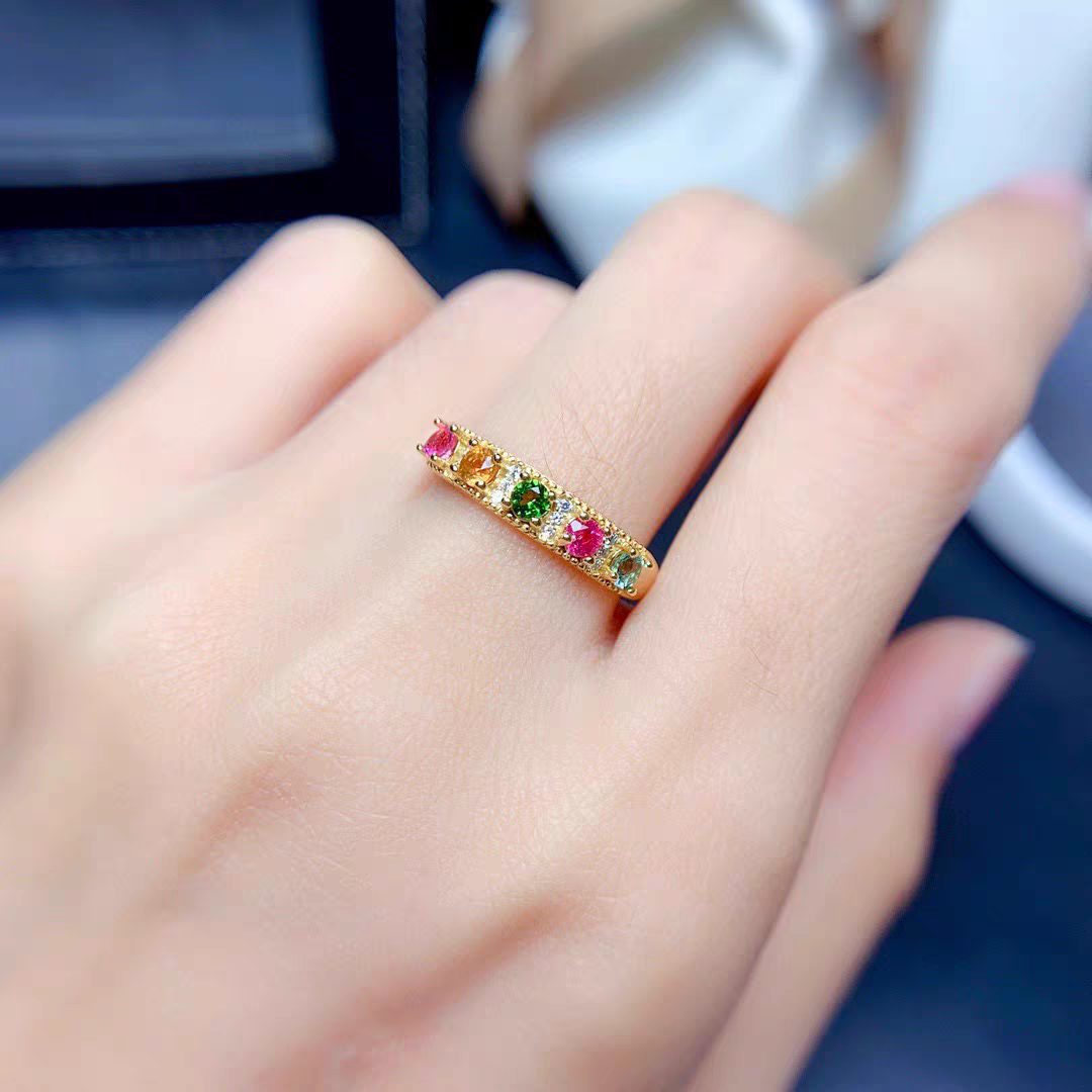 "Tourmaline Tapestry" Open Ring