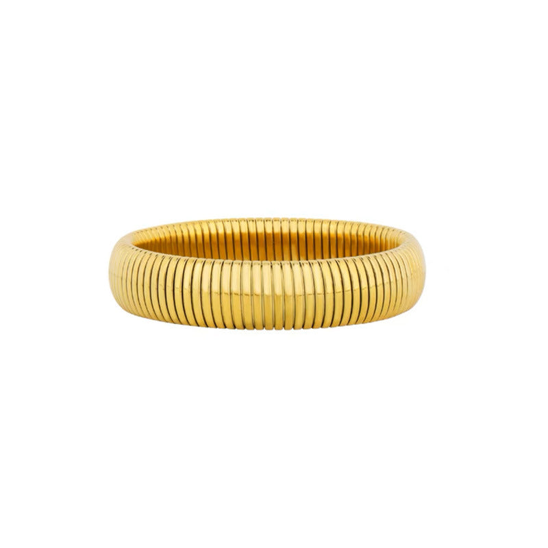 18K Gold Plated Texture Wide Bracelet