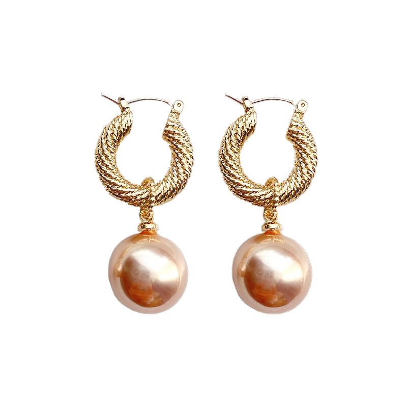 Gold pearls drop earring